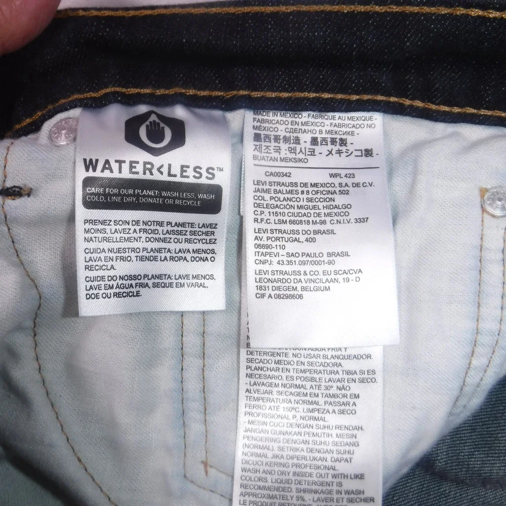 Levis 541 Athletic Taper Mens‎ 46x29 Dark Wash Indigo Denim Jeans WaterLess